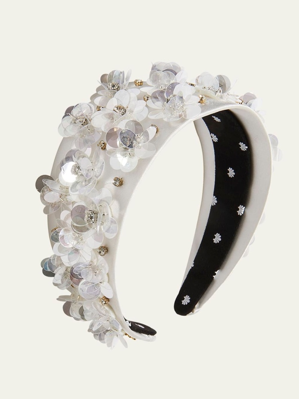 Lele Sadoughi Dove White Brigitte Paillette Floral Headband